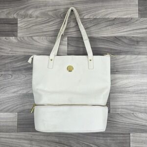 Joy Mangano Double Decker‎ Tote With Shoe Makeup Compartment And Wristlet Set